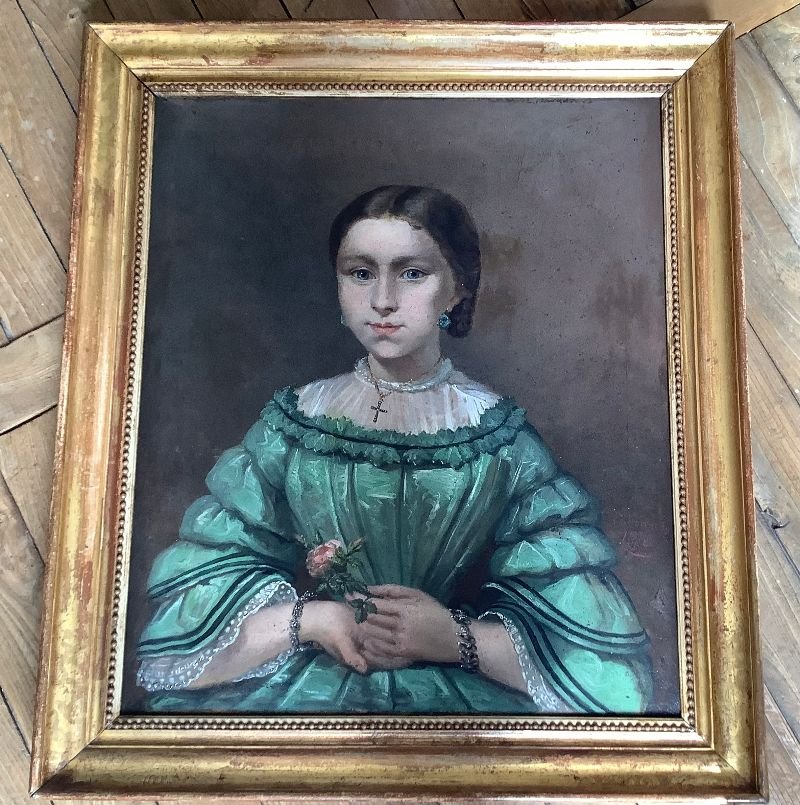 Portrait Of A Young Girl 19th Century Labonne Henriette-photo-3