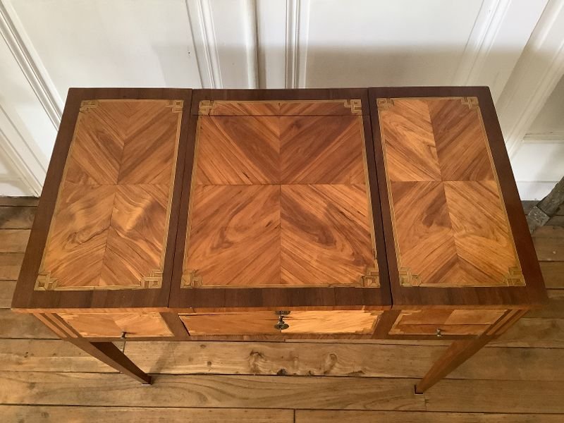 Dressing Table In Marquetry Louis XVI Period-photo-3