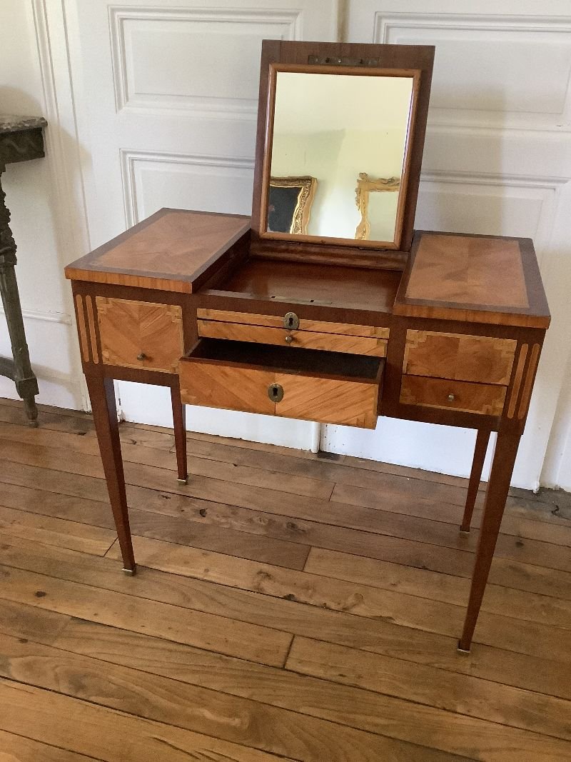 Dressing Table In Marquetry Louis XVI Period-photo-4