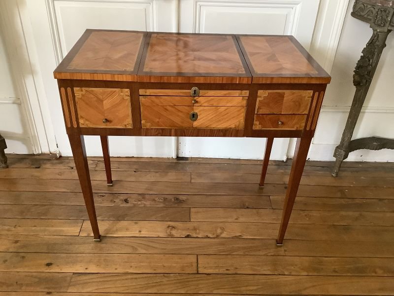 Dressing Table In Marquetry Louis XVI Period-photo-1