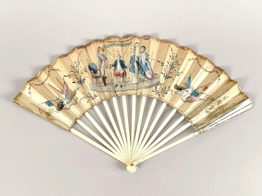 Eventail  XVIIIème siècle , Epoque LOUIS XVI peint à la gouache-photo-2