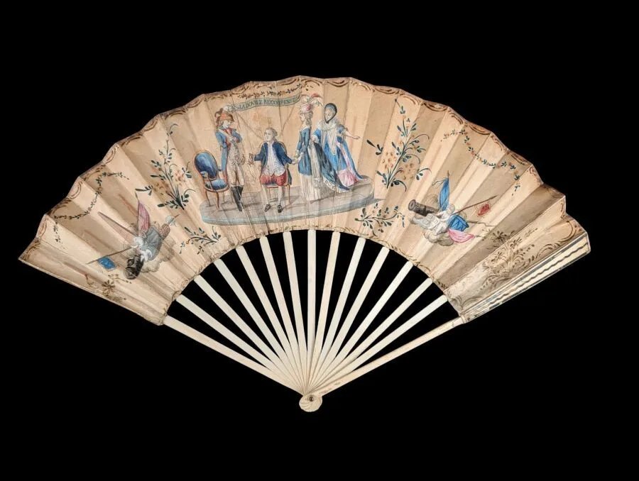 Eventail  XVIIIème siècle , Epoque LOUIS XVI peint à la gouache