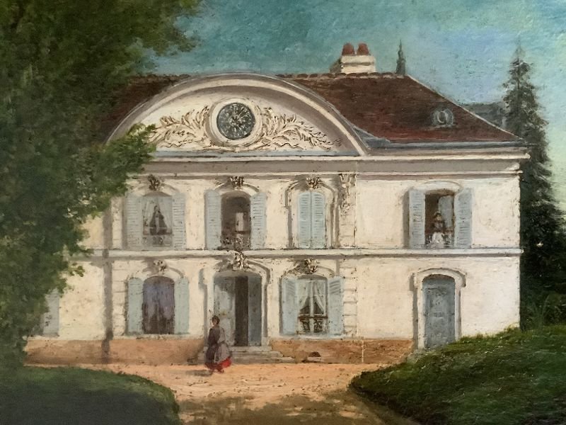 Huile sur panneau , Maison de Maître XIXème-photo-2