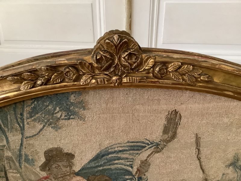 Ecran de cheminée d' époque LOUIS XV en bois doré-photo-3
