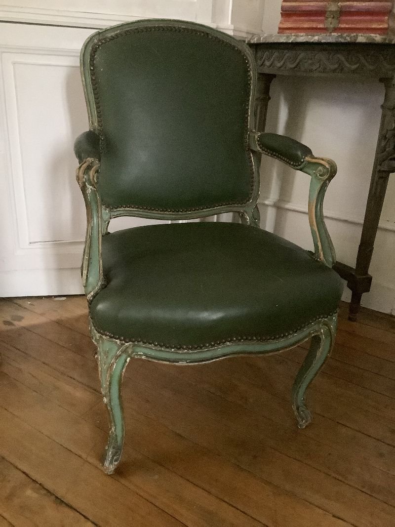 Fauteuil à dossier plat d'Epoque LOUIS XV estampillé REUZE-photo-2