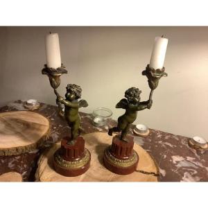 Pair Of Small Candelabras From The 19th Century