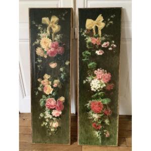 Paire d'huiles  sur toile Elisabeth MARTIN  DES  AMOIGNES (1858-1936)