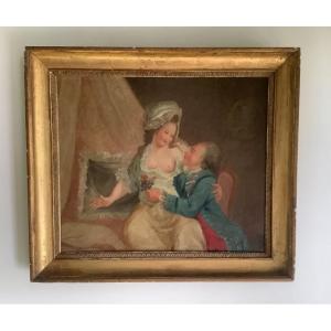 Oil On Canvas 18th Century Galant Scene