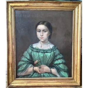 Portrait Of A Young Girl 19th Century Labonne Henriette