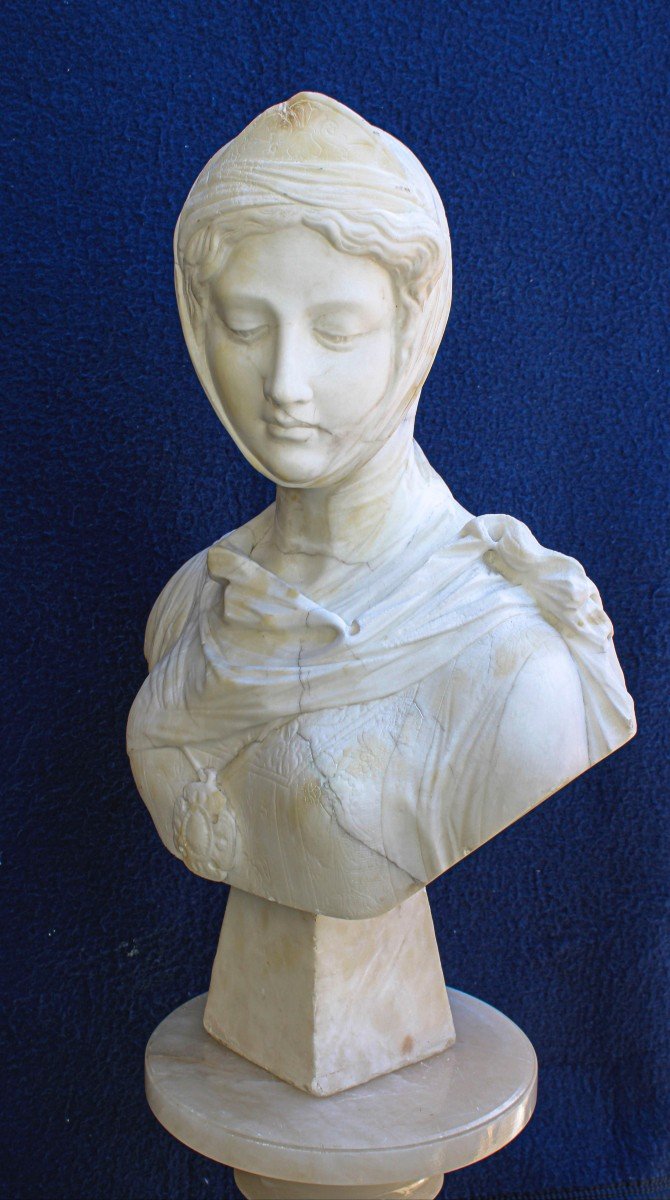 Grand Buste Féminin Représentant Béatrice Marbre