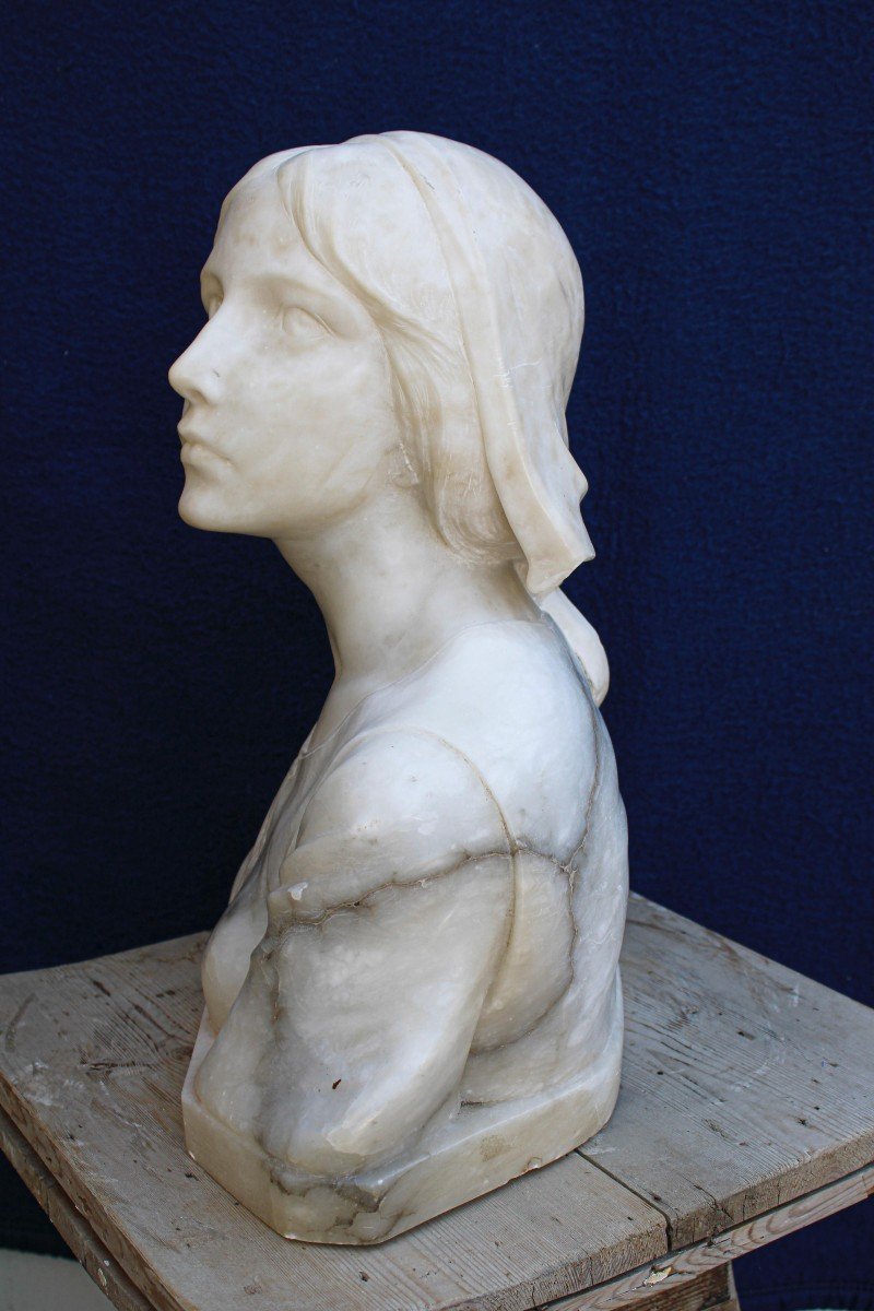 Buste Représentant Jeanne d'Arc Marbre -photo-2