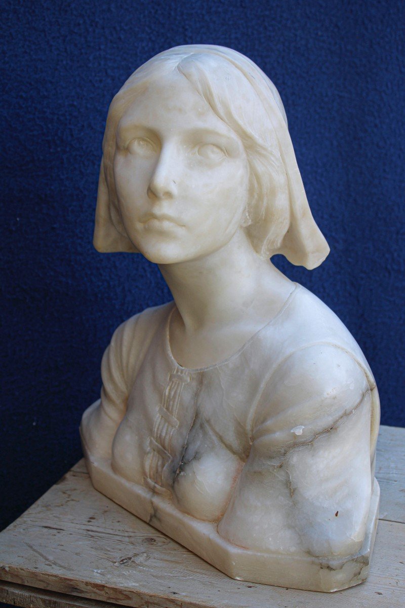 Buste Représentant Jeanne d'Arc Marbre -photo-3