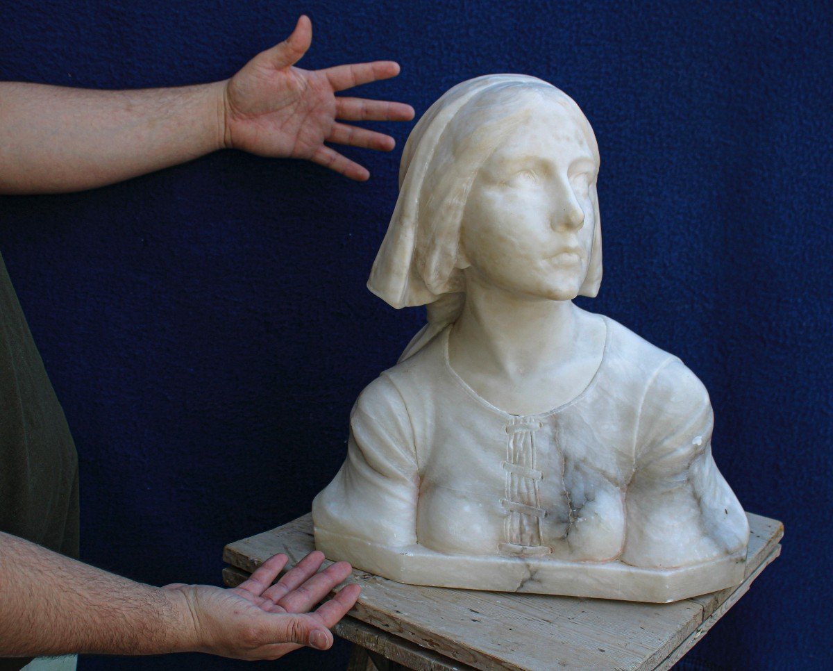 Buste Représentant Jeanne d'Arc Marbre -photo-4