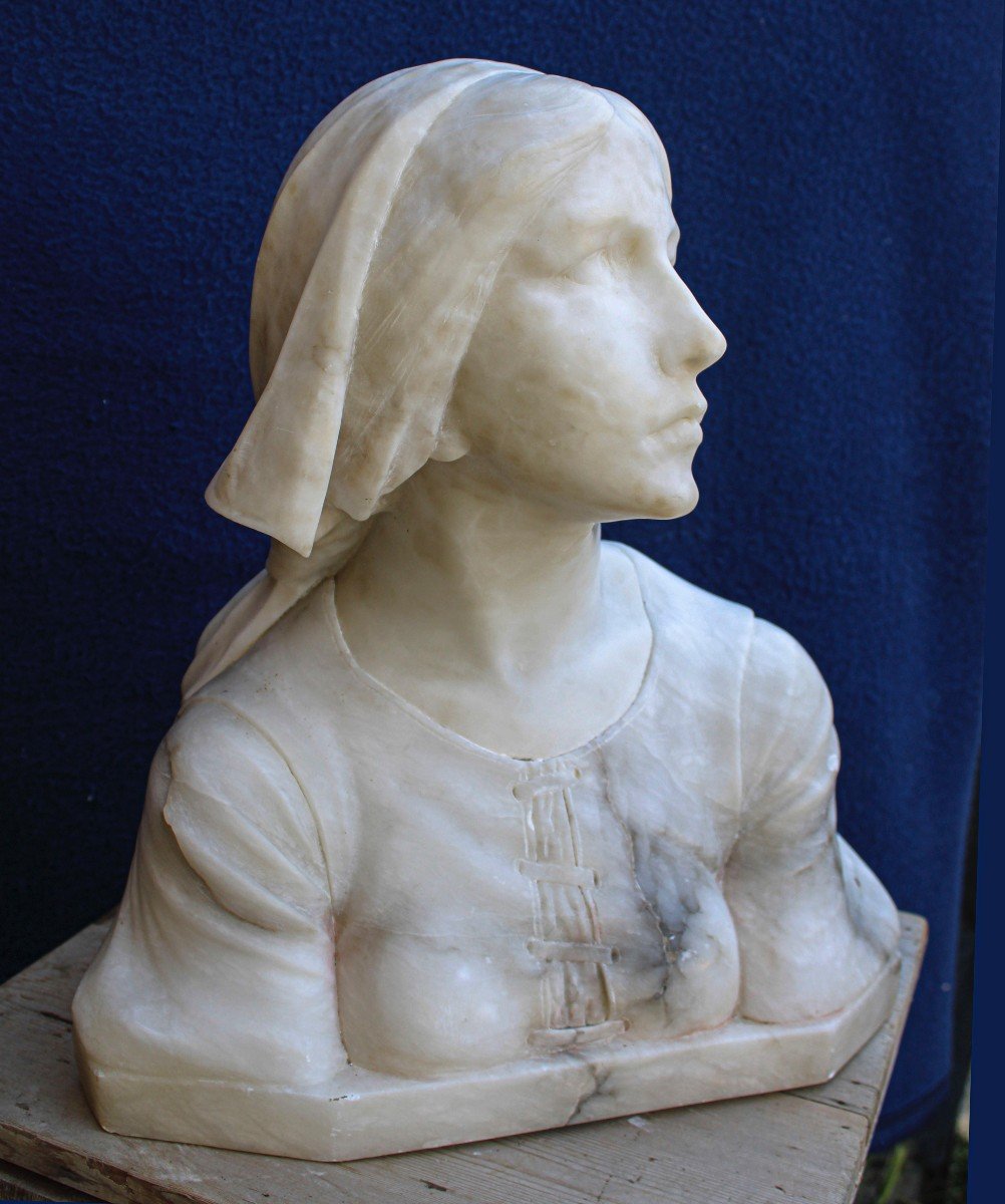 Buste Représentant Jeanne d'Arc Marbre -photo-1