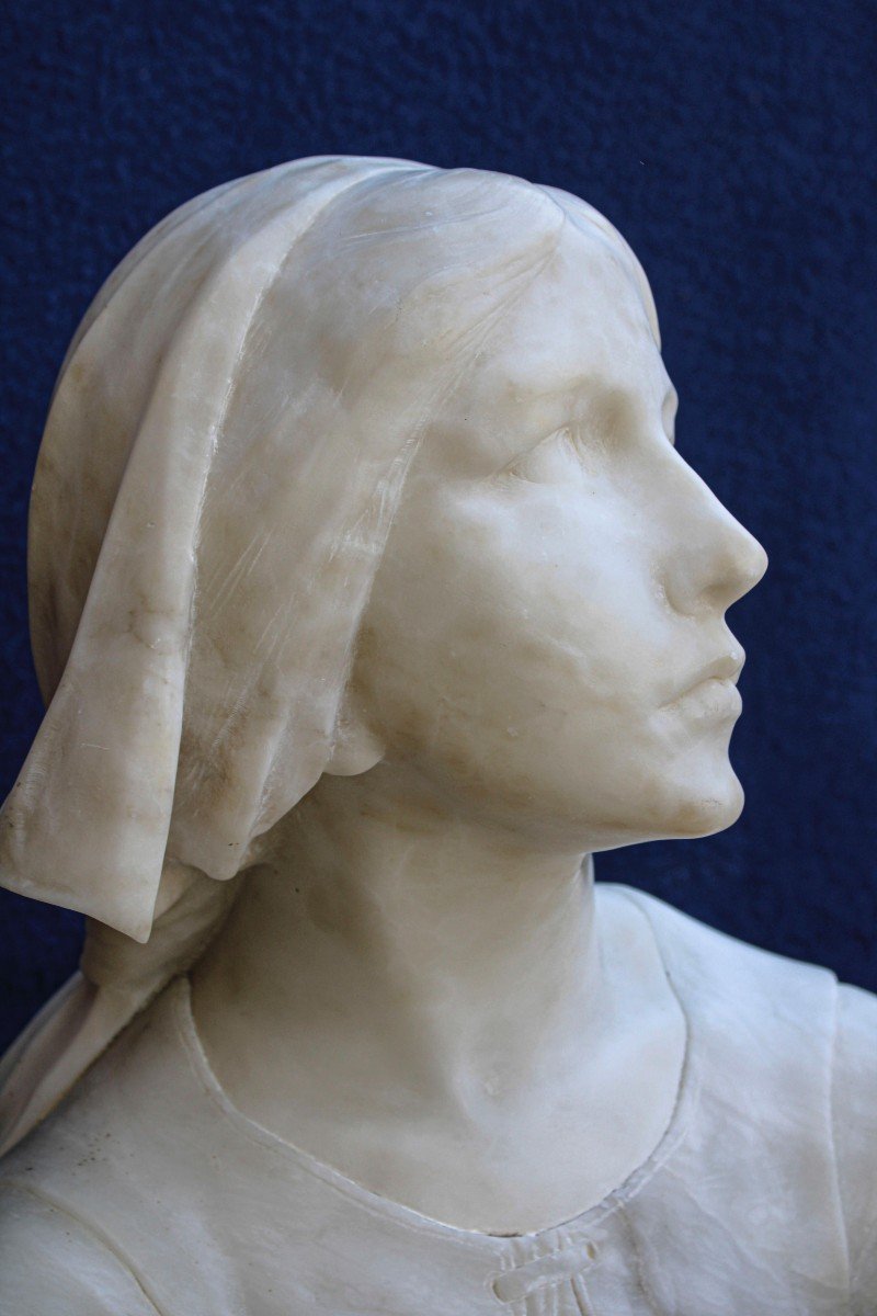 Buste Représentant Jeanne d'Arc Marbre -photo-2