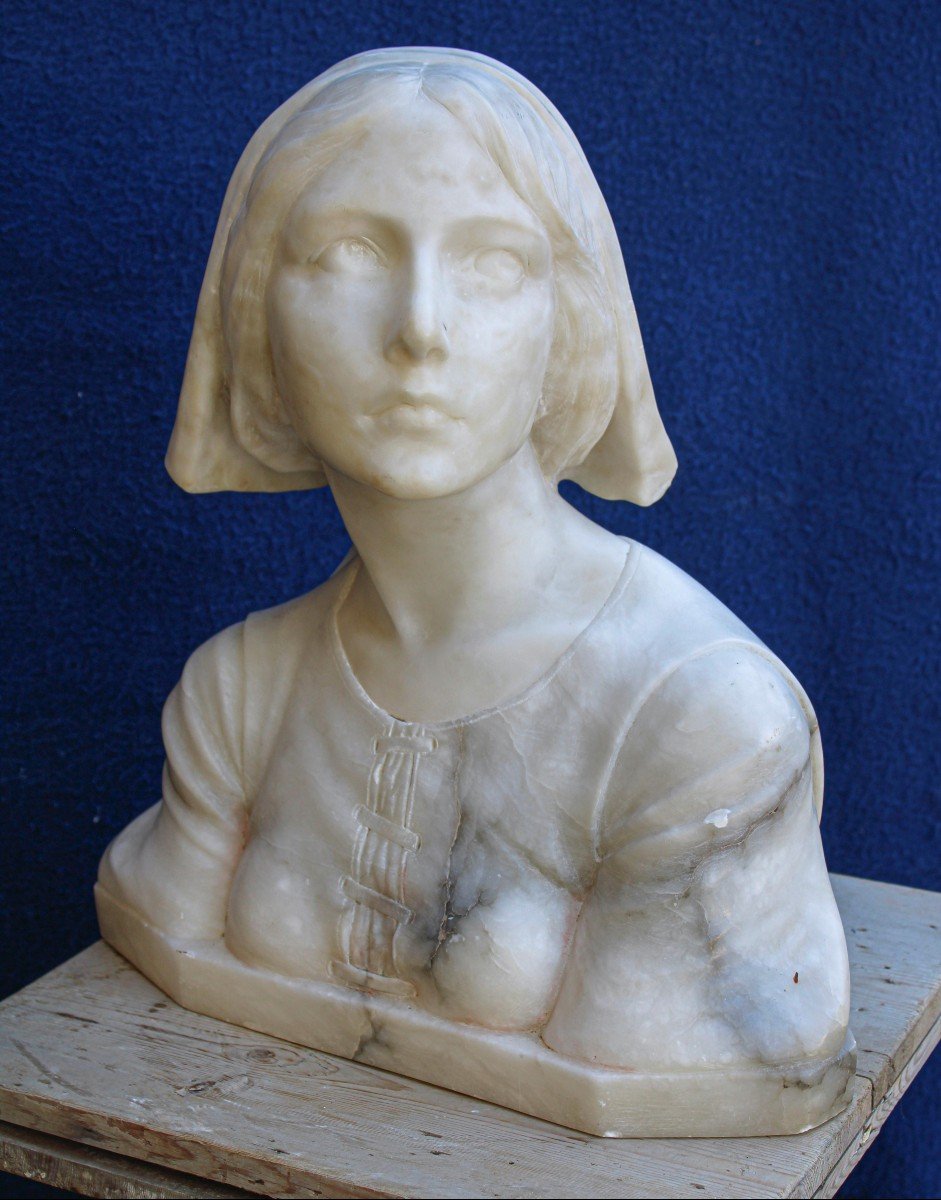 Buste Représentant Jeanne d'Arc Marbre -photo-5