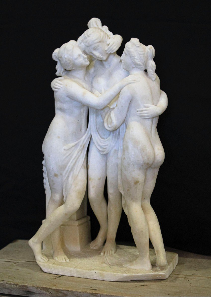 Statue Représentant Les Trois Grâces d'Après Le Modèle d'Antonio Canova (1757-1822)-photo-2