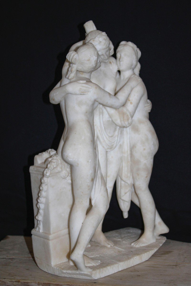 Statue Représentant Les Trois Grâces d'Après Le Modèle d'Antonio Canova (1757-1822)-photo-3