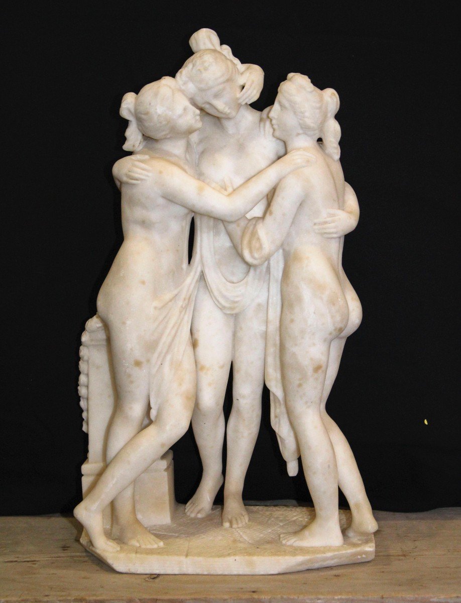 Statue Représentant Les Trois Grâces d'Après Le Modèle d'Antonio Canova (1757-1822)-photo-4