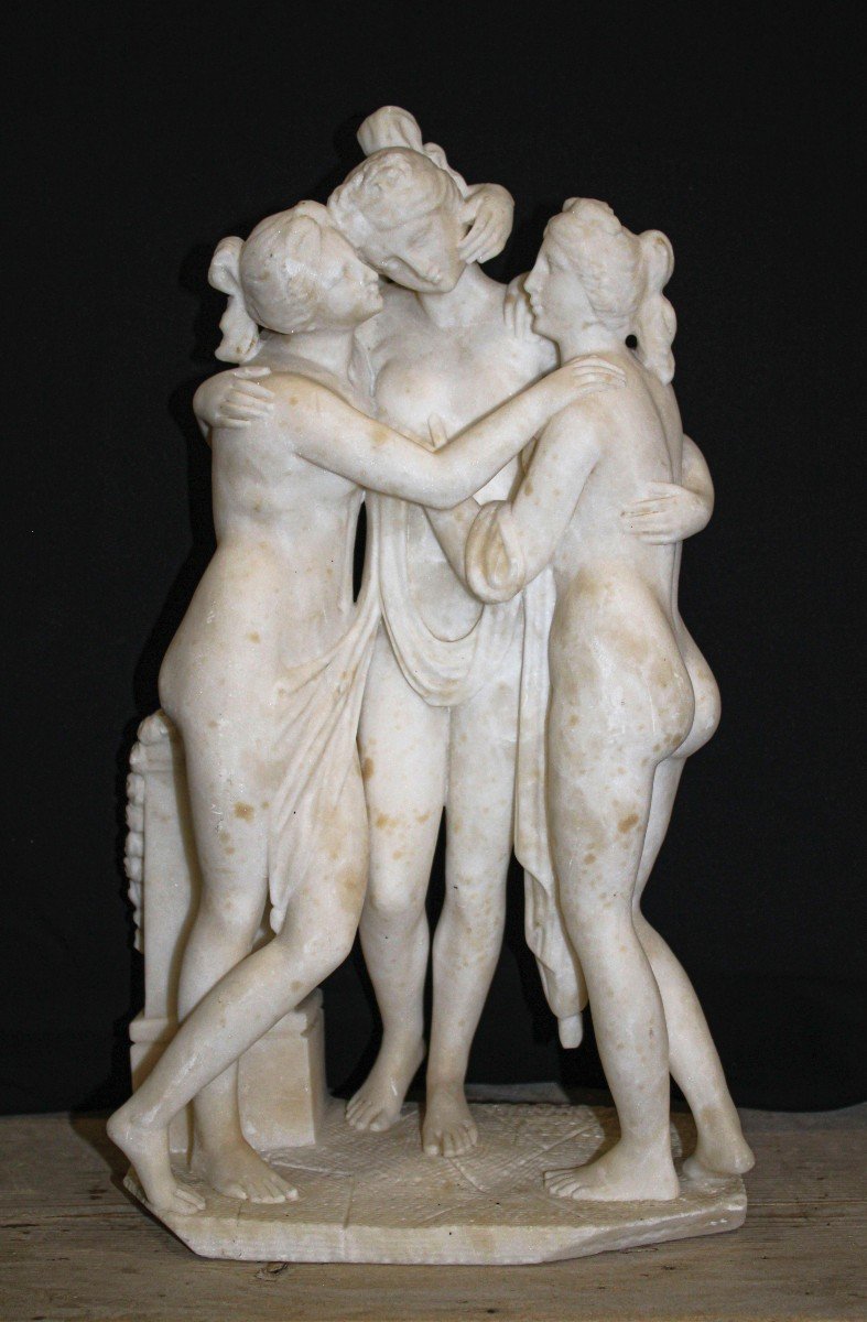 Statue Représentant Les Trois Grâces d'Après Le Modèle d'Antonio Canova (1757-1822)-photo-5