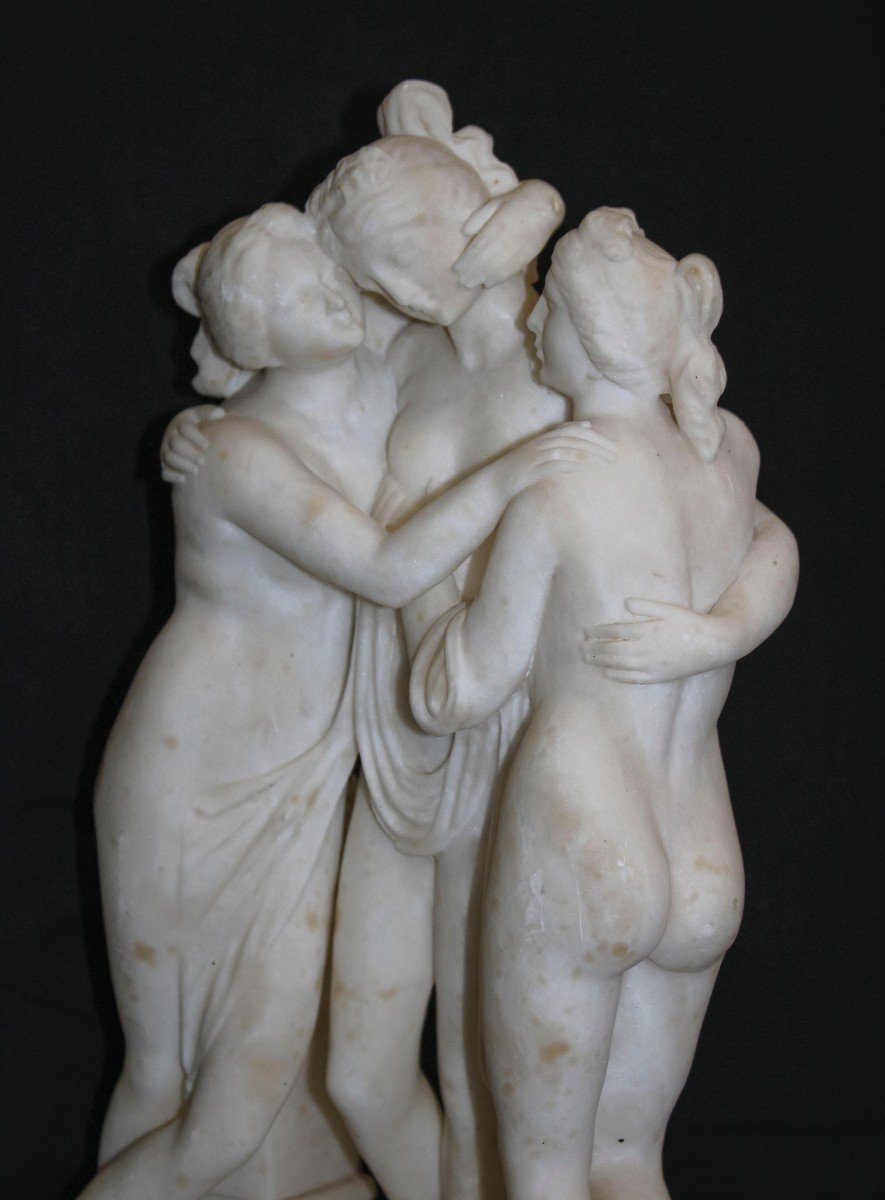 Statue Représentant Les Trois Grâces d'Après Le Modèle d'Antonio Canova (1757-1822)-photo-7