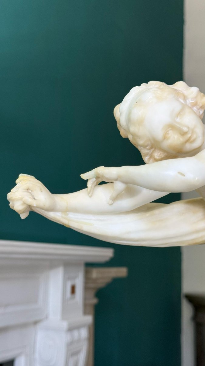 Statue Représentant Une Jeune Danseuse Orientale, Ballerine. Marbre Carrara -photo-2
