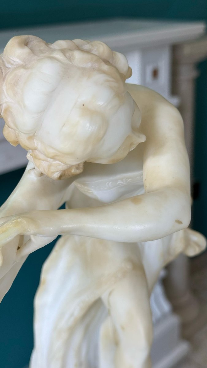 Statue Représentant Une Jeune Danseuse Orientale, Ballerine. Marbre Carrara -photo-4