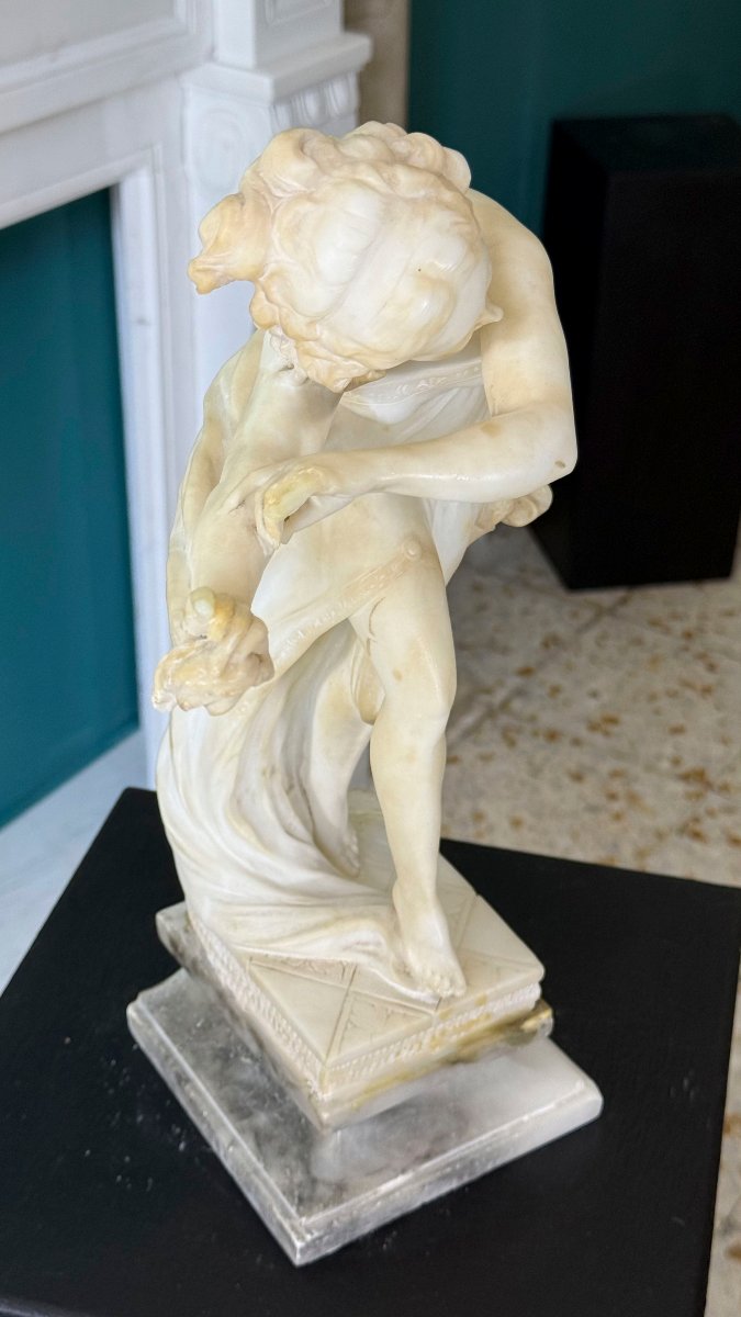 Statue Représentant Une Jeune Danseuse Orientale, Ballerine. Marbre Carrara -photo-8