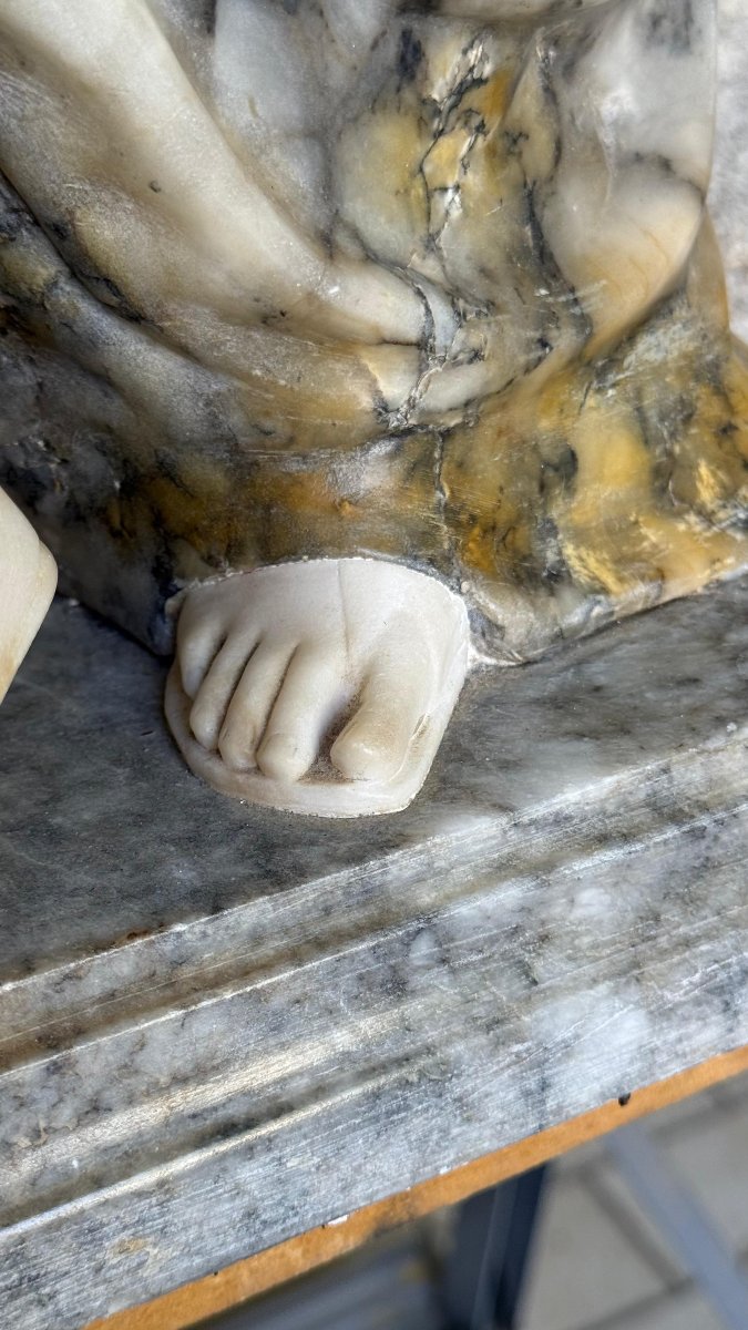Statue Représentant Deux Jeunes Enfants Amoureux En Marbre Carrara , Pugi (1850) -photo-6