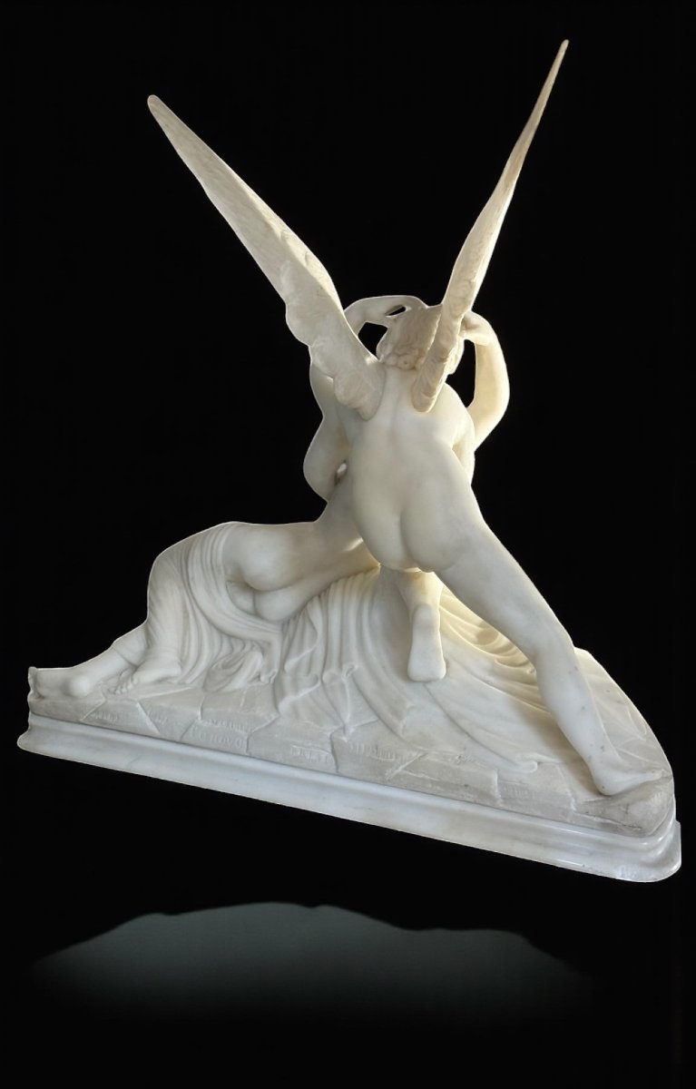 Sculptural Group Depicting Psyche Revived By The Kiss Of Love, Carrara Marble -photo-2