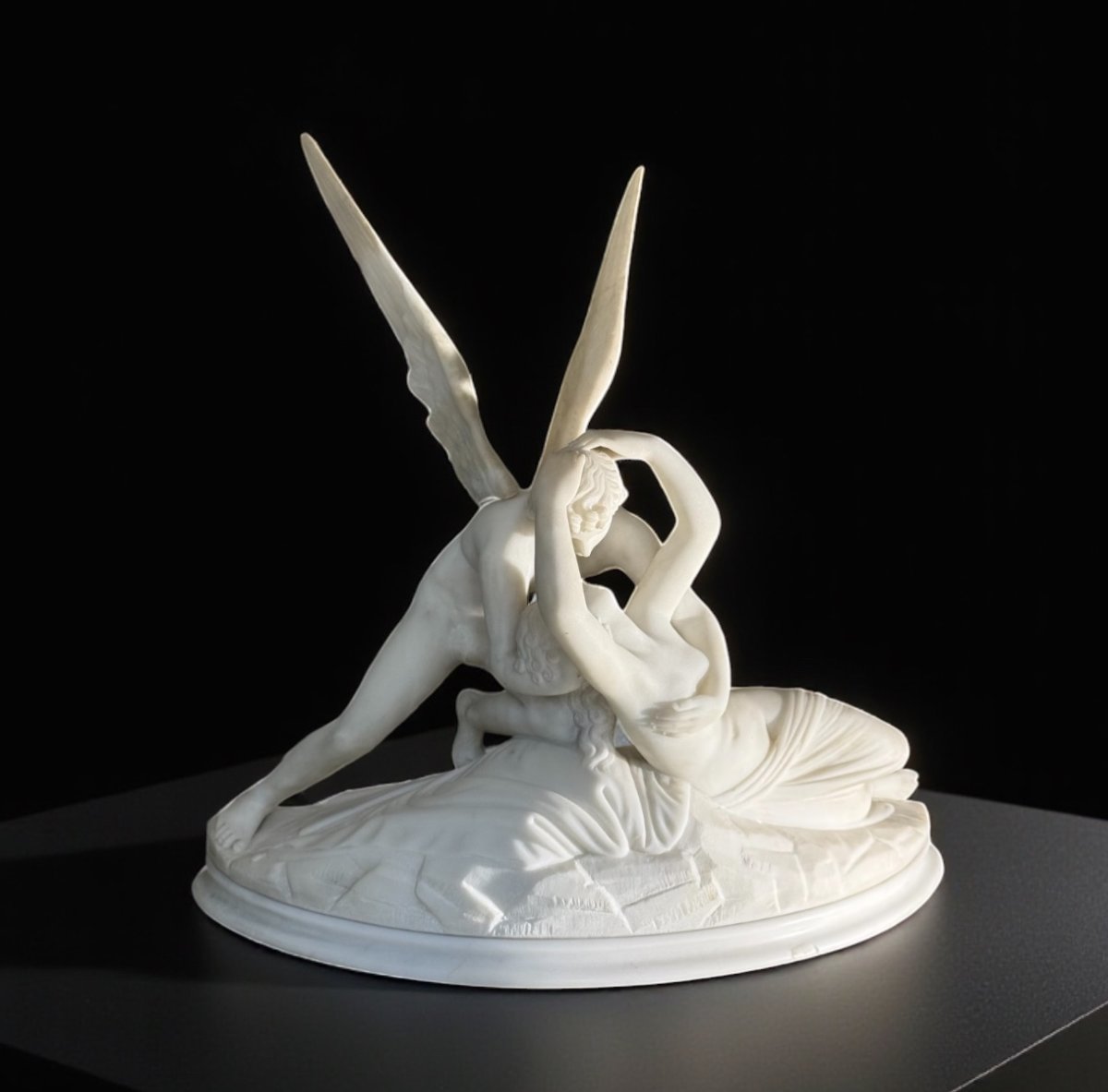 Sculptural Group Depicting Psyche Revived By The Kiss Of Love, Carrara Marble -photo-4