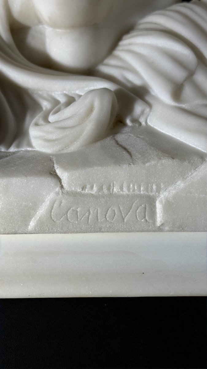 Sculptural Group Depicting Psyche Revived By The Kiss Of Love, Carrara Marble -photo-2
