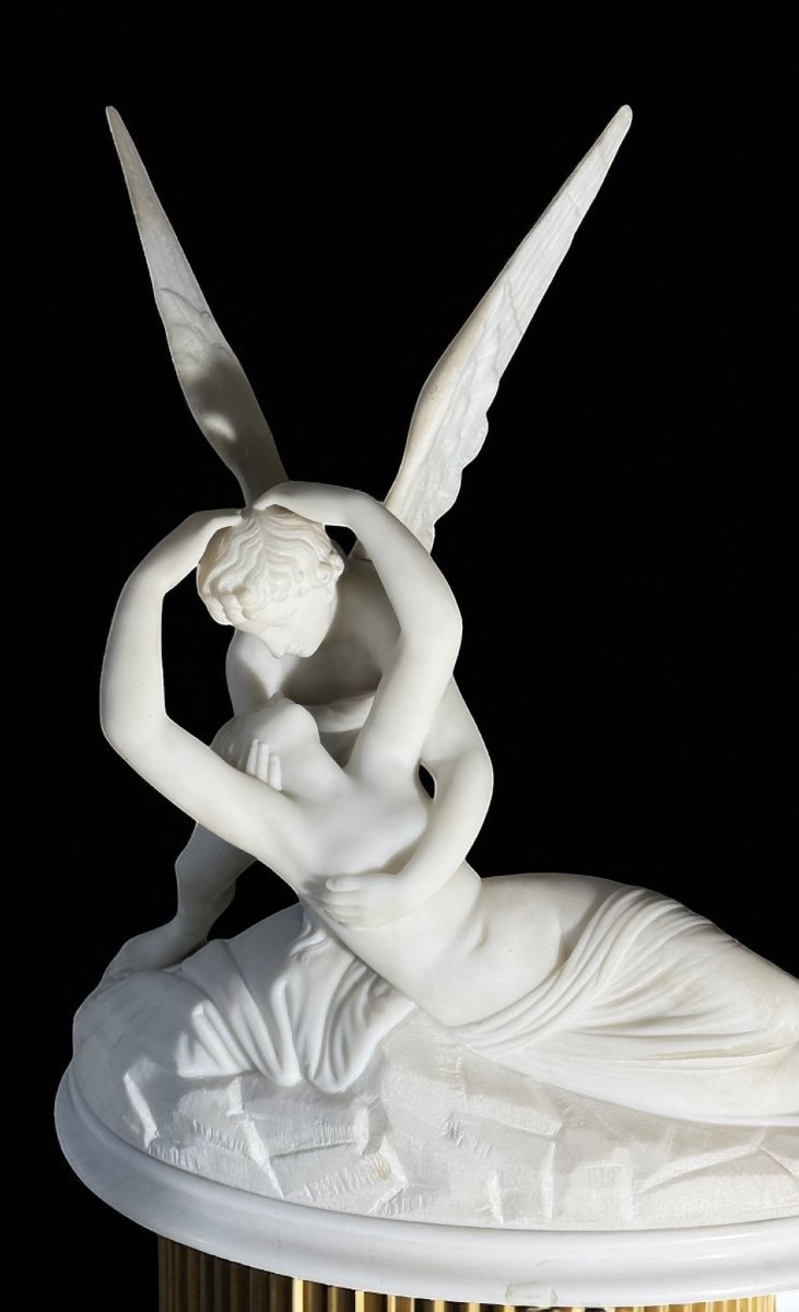 Sculptural Group Depicting Psyche Revived By The Kiss Of Love, Carrara Marble -photo-4