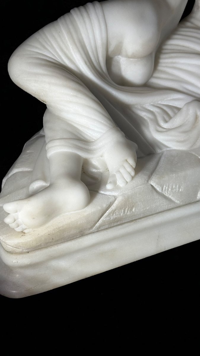 Sculptural Group Depicting Psyche Revived By The Kiss Of Love, Carrara Marble -photo-5