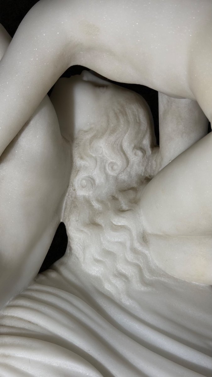 Sculptural Group Depicting Psyche Revived By The Kiss Of Love, Carrara Marble -photo-6