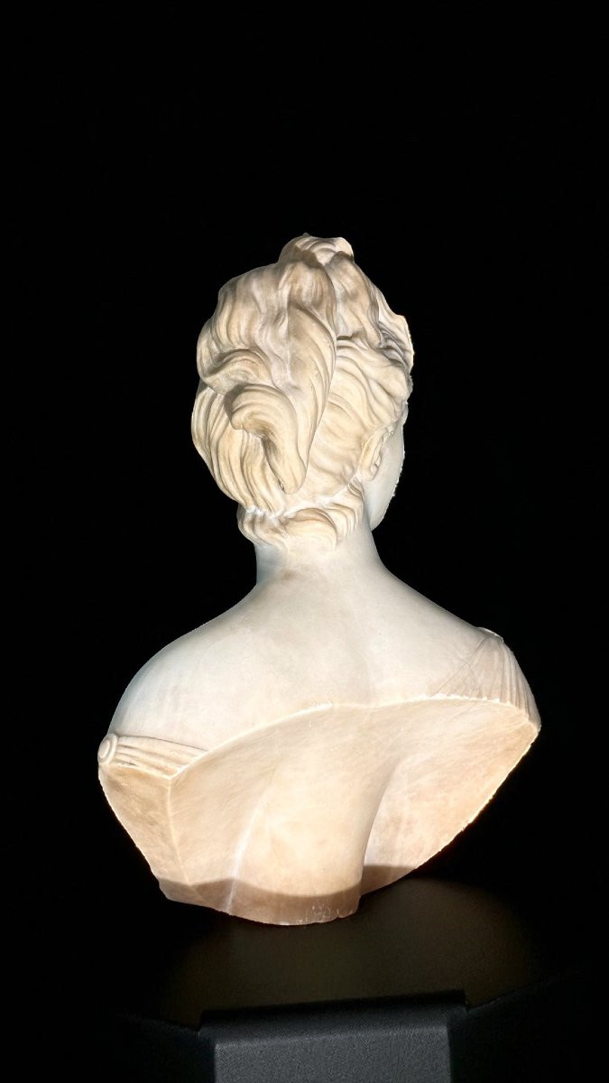 Buste déesse Artémis, d'après Jean-Antoine Houdon, Marbre Blanc statuaire de Carrare -photo-2