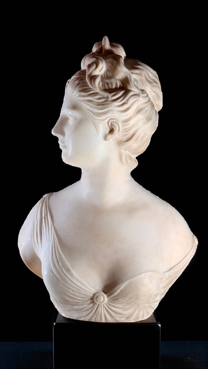Buste déesse Artémis, d'après Jean-Antoine Houdon, Marbre Blanc statuaire de Carrare -photo-3