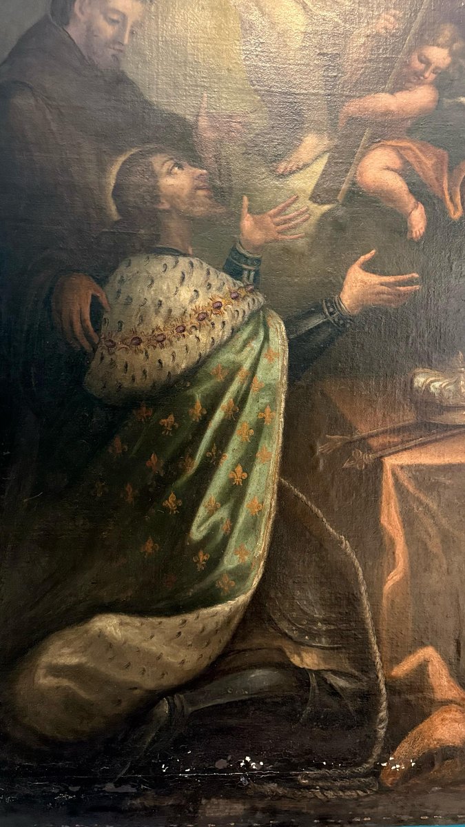 Painting Depicting Christ Appearing To The King Of France • XVII°-photo-1