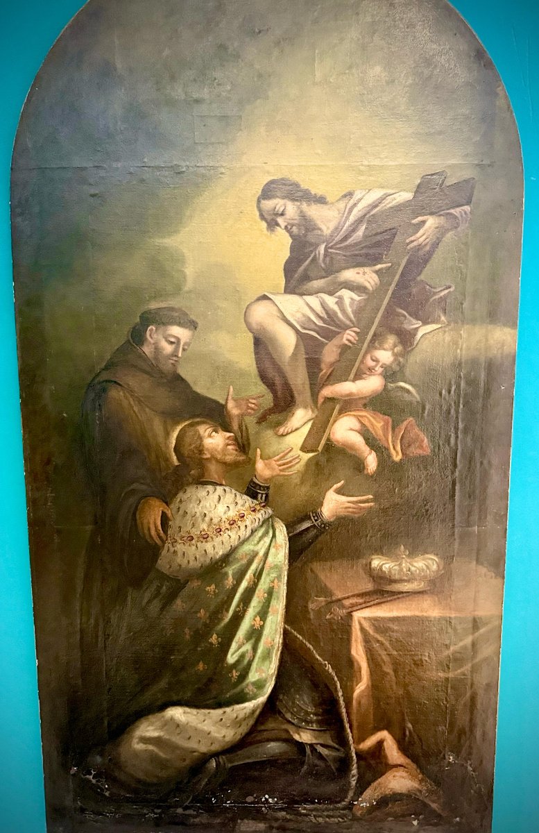 Painting Depicting Christ Appearing To The King Of France • XVII°-photo-2