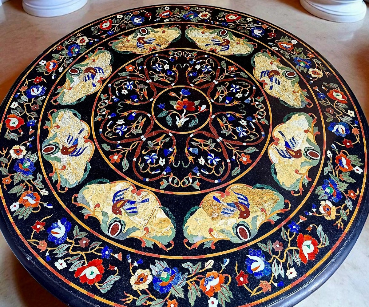 Table With Floral Inlays In Marble 