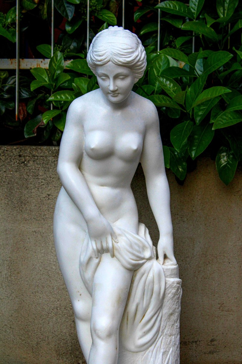 Statue Baigneuse Marbre Carrara -photo-4