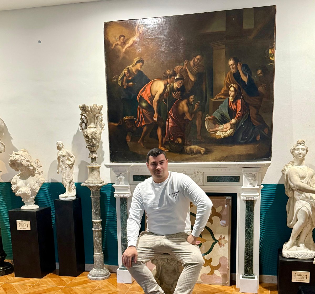 Antique Painting Depicting Sacred Nativity Scene , Signed And Dated 1665-photo-2