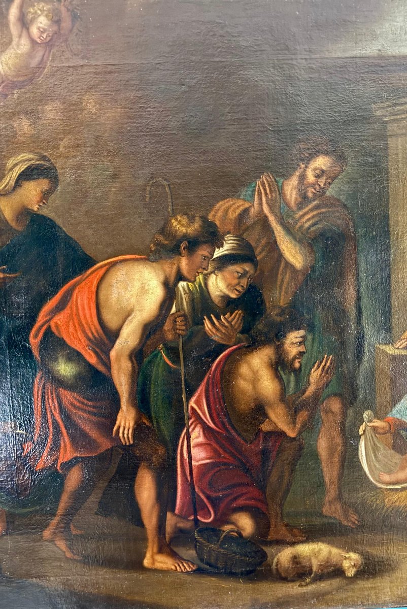 Antique Painting Depicting Sacred Nativity Scene , Signed And Dated 1665-photo-1