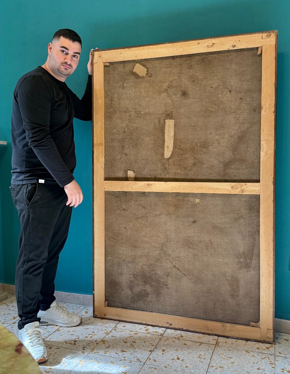 Tableau ancien représentant Saint Jacques le Majeur à cheval XVII° -photo-2