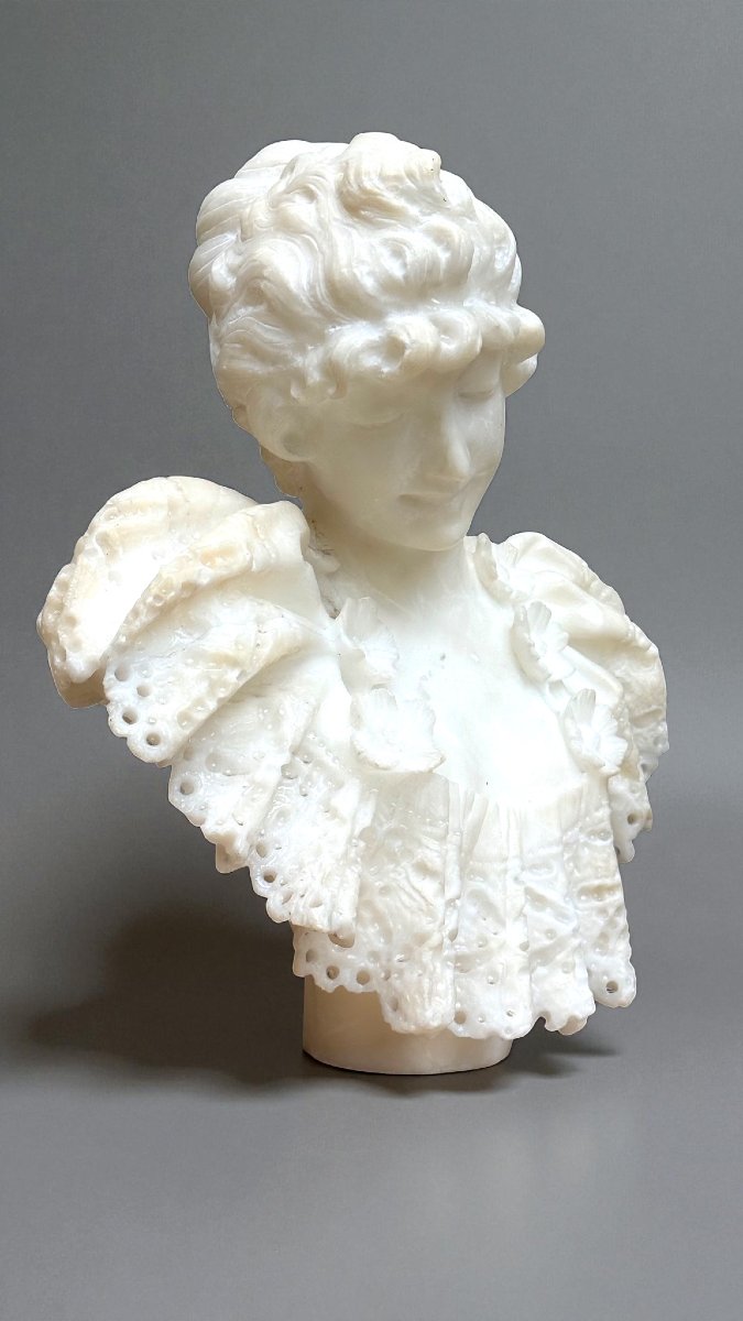 Buste Dame entourée de fleurs, vêtue d'une robe semblant être véritable tissu, GORI AFFORTUNATO-photo-6