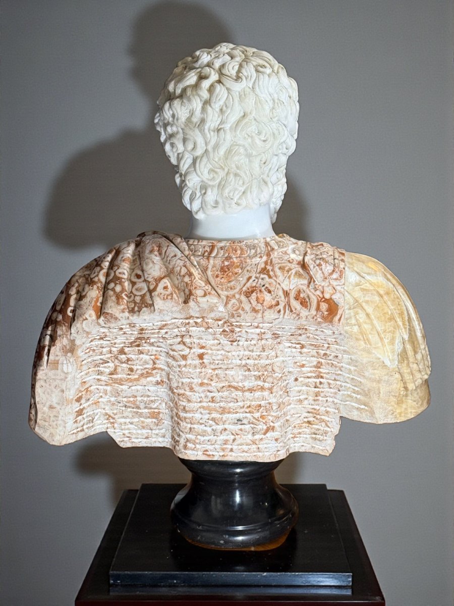 Buste colossal représentant l'empereur romain Hadrien, Marbre rare -photo-3