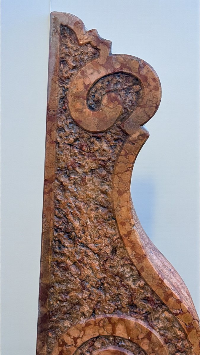 Paire de éléments Architecturaux, Marbre Rouge Verona, 18° siècle -photo-3