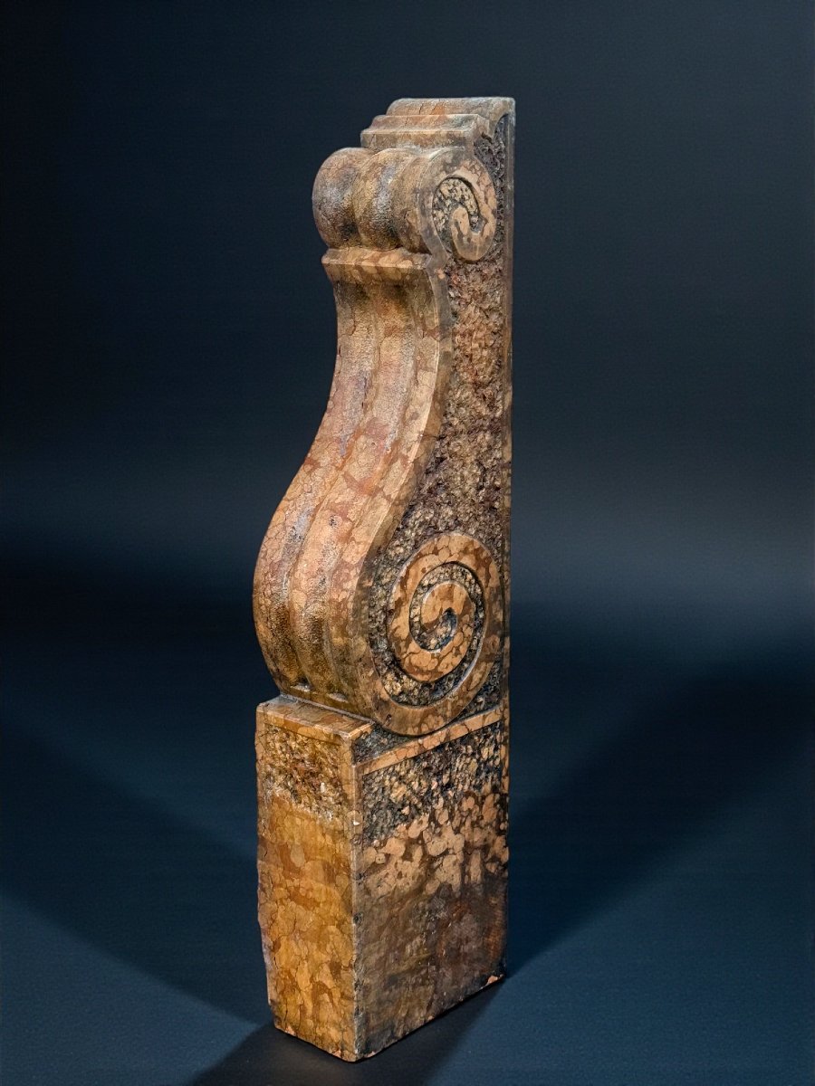 Paire de éléments Architecturaux, Marbre Rouge Verona, 18° siècle -photo-4