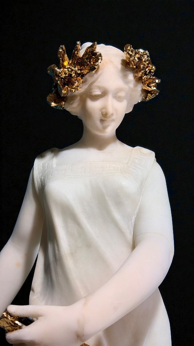 Statue représentant une dame jouant de la lyre Mabre -photo-2