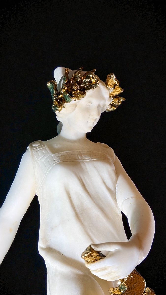 Statue représentant une dame jouant de la lyre Mabre -photo-8